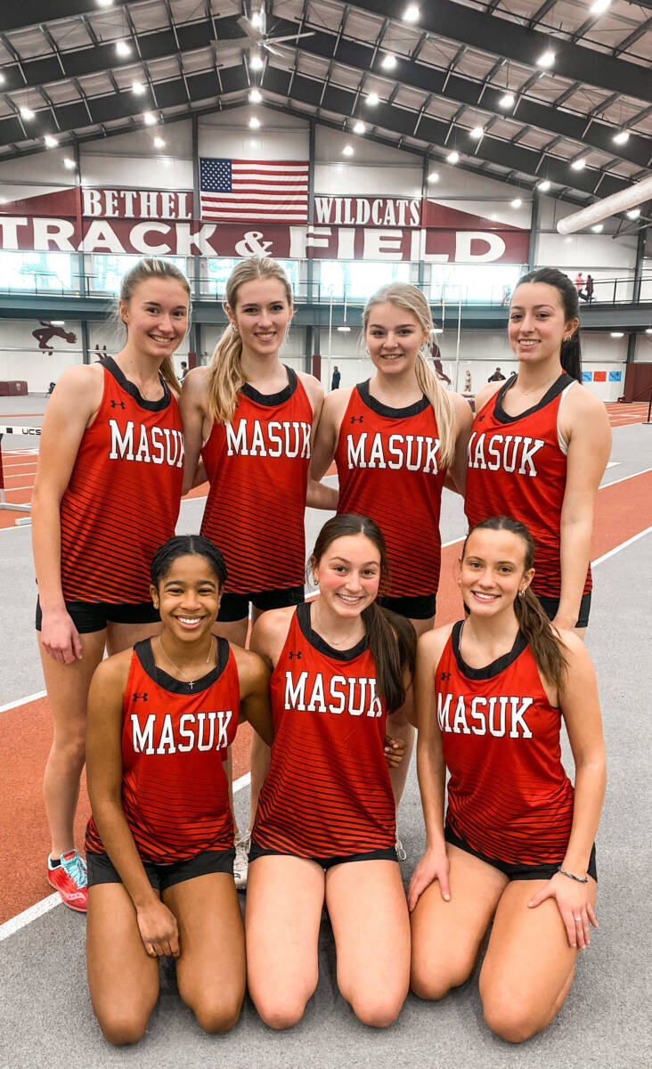 Pictured are, front: Sofia Nwosu, Lily Catullo and Stephanie Willumsen; and back: Captains Ella Bunovsky, Caroline Wittenauer, Kathryn Wittenauer and Athena Gruner.