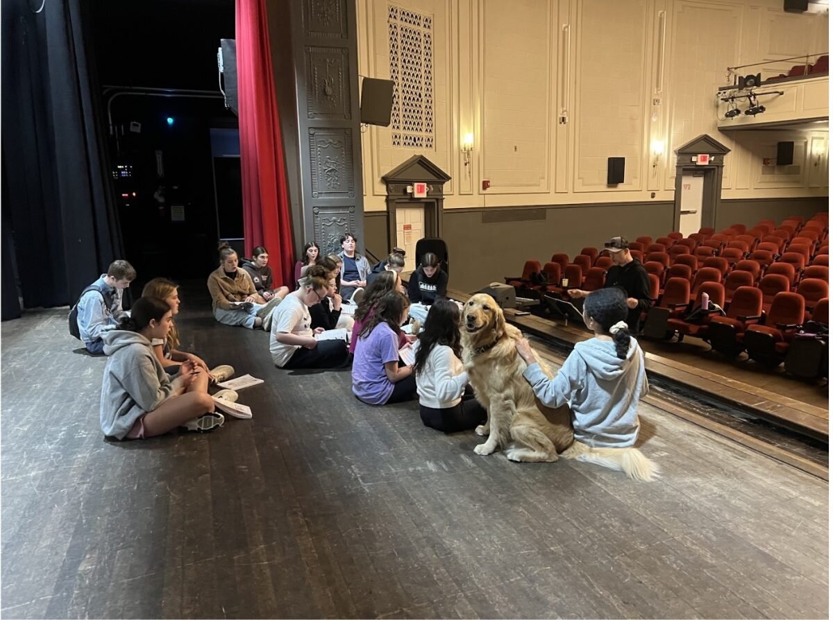 Thor and the servants from Warbuck’s Mansion at a rehearsal.