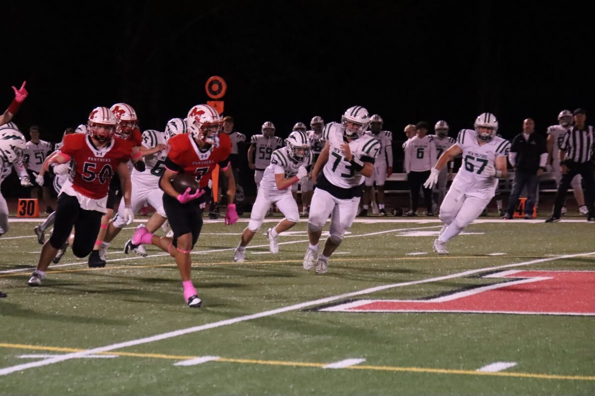 Mateo Pereira is off to the races for a pick six.