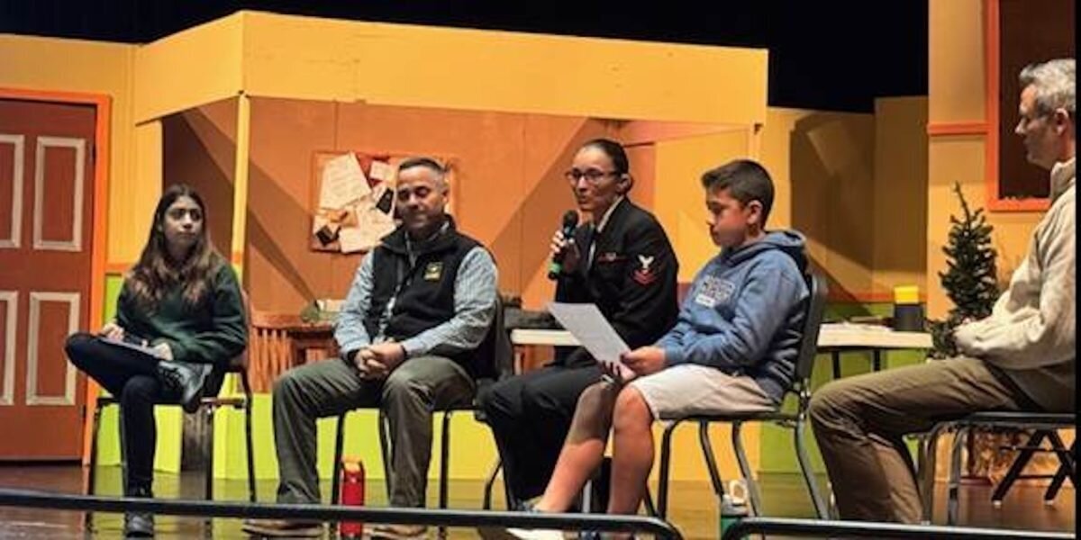STEM Campus students interviewed security officer Nicole Buckley about her Navy service and band teacher Mark Bilotta about his time in the Army.