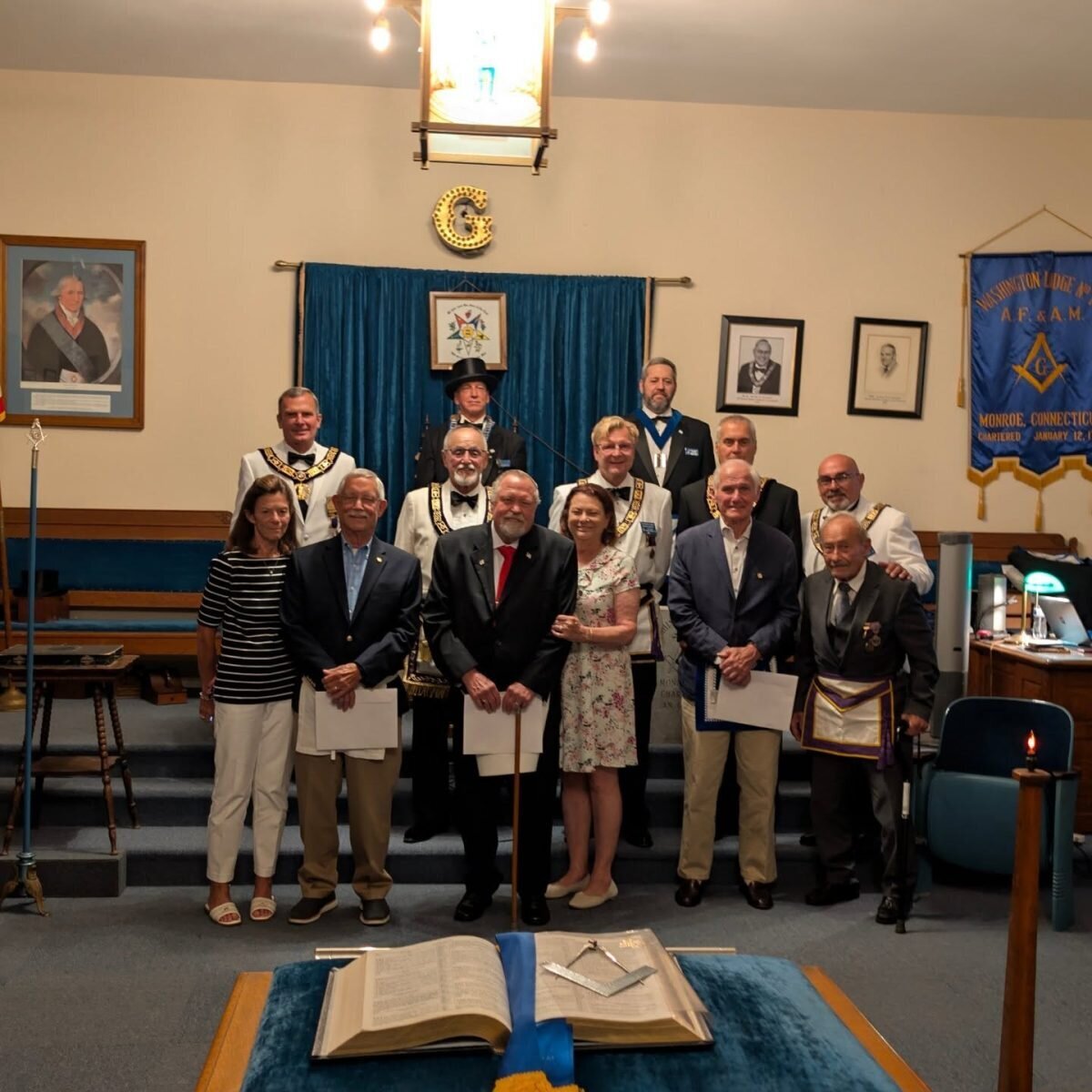 Washington Lodge 19 presents 50 year awards to members Dave Manson, Dave Renken and Past Master Ken Twombly.